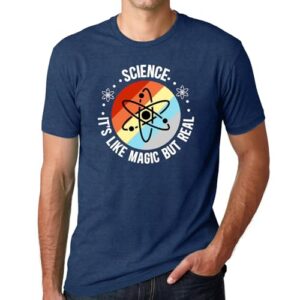 TIEEI Teacher Shirts for Men Science Teacher T-Shirt It's Like Magic But Real Tee Tops Blue