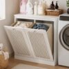 Tilted Laundry Hamper Storage Cabinet Laundry Sorter with Removable Basket