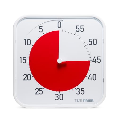 Time Timer Original 12" Visual Countdown Timer – Large 60-Minute Classroom Visual Timer for Modern classrooms, Student Groups & Adult Meetings – Helps with Focus, ADHD, Autism – (Red & White)