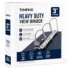 TIMPHO 3 Inch D-Ring View Binder with Clear Cover and Spine Pockets