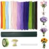 Timtop 400 PCS Pipe Cleaners Craft Flower Kit, 13 Assorted Colors Pipe Cleaners Bulk DIY Flower Making Kit Chenille Stems with Floral Wires, Tape, Stamen for DIY Craft Art Projects Bouquets