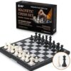 TINIBEAN Magnetic Chess Set, 9.5" Travel Folding Board with 2 Extra Queens
