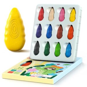 TinyGeeks 12 Water Drop Crayons - Non Toxic Crayons for Toddlers - Washable, Easy To Hold - For Toddlers, Kids Ages 3-8 - Ergonomic Shape