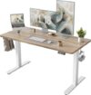 TIQLAB 55x30 Inch Electric Adjustable Standing Desk Curved Tabletop, Rustic Brown