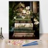 TISHIRON Paint by Numbers for Adults Vintage Still Life Painting Kit with Flowers and Books 16x20 Inch DIY Canvas Painting for Adults Beginners with Acrylic Paints and Brushes for Home Decor