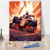 TISHIRON ‌Paint by Numbers Kit for Adults Abstract Red Racing Car Art DIY Canvas Painting Set with Acrylic Paints and Brushes 16x20 Inch Modern Speed Themed Wall Decor Gift for Men