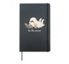 Tis The Season Cute Ghost Reading Books Pumpkin Latte Women Hardcover Journal, Black
