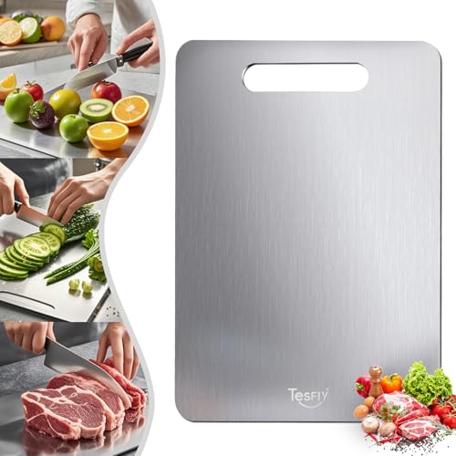 Titanium Cutting Board - 100% Pure Titanium Cutting Boards For Kitchen,Easy to clean, Double-sided food-grade Titanium Cutting Board For Cutting Meats, Fruits And Vegetables 13 * 9