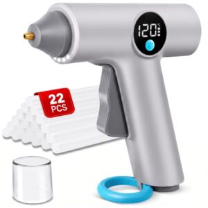TLYITU Cordless Hot Glue Gun with Digital Temperature Display, USB-C Rechargeable, Fast Heating MCH Ceramic Heater, LED Light, Auto Shut-Off, Anti-Drip for DIY Crafts & Home Repair