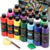 TMOL 18 Colors Acrylic Paint Set (250 ml/8.45 oz Large Bottles), Non-Toxic for Kids & Adults, Acrylic Paint Bulk on Wood, Glass, Ceramic, Art Painting Supplies with Palette Knife & Art Sponge