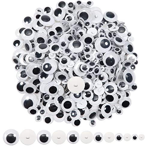 TOAOB 172pcs Sew On Googly Wiggle Eyes Buttons 8mm to 20mm Assorted Sizes Black Round Plastic Eyes for DIY Stuffed Animals Scrapbooking Sewing Crafts