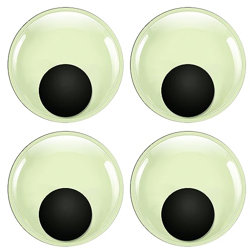 TOAOB 4pcs Luminous Large Googly Wiggle Eyes with Self Adhesive 6 Inch Giant Glow in The Dark Wiggle Eyes for DIY Crafts Scrapbooking Decoration