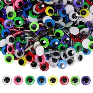 TOAOB 500pcs 10mm Googly Eyes Self Adhesive for Crafts Assorted Colors Wiggle Eyes Plastic Sticker Eyes for DIY Arts Home Decoration