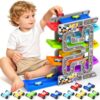 Toddler Toys for 1-3 Year Old Boy, Dual Track Montessori Toys with 10 Cars