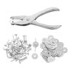Toddmomy 100pcs Mini Metal Brads with Round Washers & Punch Pliers Silver