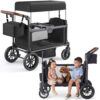 TOFUUMI Wagon for Kids with Seats, Foldable 2 Seater Wagon Stroller, Canopy