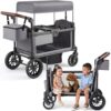TOFUUMI Wagon Stroller for 2 Kids, Foldable Stroller Wagon, Canopy and Tray