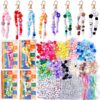 TOHONGADON 618 PCS Beaded Keychain Making Kit, Colorful Bag Charm Kit