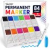 TomeLosise 84 Count Permanent Markers Bulk,Fine Tip Markers in 12 Assorted Colors for Writing and Sketching