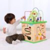 TOOKYLAND 5 in 1 Activity Center, Wooden Large Activity Cube 23"X13"X13"