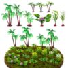 TOPPERFUN 36Pack Mini Palm Trees, 9 Styles Miniature Fake Trees for DIY
