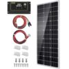 Topsolar Solar Panel Kit 100 Watt 12 Volt Monocrystalline Off Grid System for Homes RV Boat + 30A 12V/24V Solar Charge Controller +Solar Cables + Z-Bracket for Mounting
