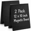 TOPZEA 2 Pack 12" x 10" Magnetic Bulletin Board, Metal Magnet Display Stand