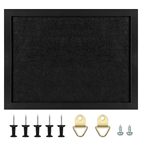 TORASO Cork Board Bulletin Board, Cork Boards for Walls with Pins, Eye Bolts, gaskets, Screws, Pin Board for Office, School and Home (All Black, 17“x23-1P)