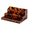 Tortoise Shell Organizer for Desk, Divided Tray with Pen Cup (Brown)