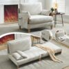 Torvex Convertible Sofa Bed, Mustard Yellow Chenille, 3-in-1 with 3 Pillows
