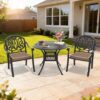 Torvex Patio Furniture Set 3-Piece Cast Aluminum with Brown Cushions