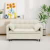 Torvex Sleeper Sofa, 54.3-Inch Beige Corduroy Loveseat with Pull-Out Bed