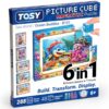 TOSY Picture Cube Ocean Buddies: 6-in-1 Magnetic Picture Puzzle, 48 Blocks, 288 Puzzle Faces, 0.6 in, B101, Seamless UV Art, Display-Ready Frame, Collectible, STEM/STEAM Gift for Kids & Adults