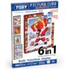 TOSY Picture Cube Playful Santa: 6-in-1 Magnetic Picture Puzzle, 80 Blocks, 480 Puzzle Faces, 0.6in, B003, Seamless UV Art, Display-Ready Frame, Collectible, STEM/STEAM Gift for Kids & Adults