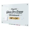 TOWON Magnetic Glass Whiteboard 36 x 24'', Frameless White Dry Erase Board