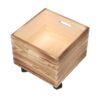 TOYANDONA Square Wooden Book Box with Wheels Coffee Solid Wood Storage Box