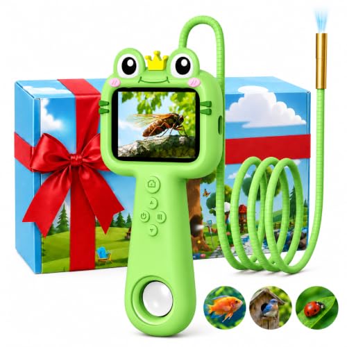 Toy Borescope Camera for Kids - STEM Science Educational Toy for 4 5 6 7 8 9 10 Years Old Kids Birthday Gift, 2.4‘’ Kid Scope Camera for Outdoor Adventures & Nature Discovery (Green)