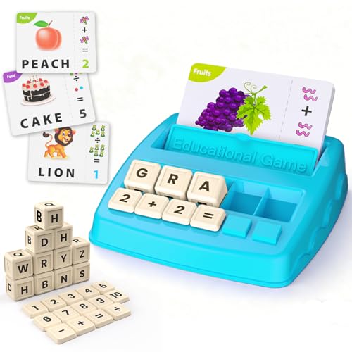 Toys for 3-8 Year Olds Boys Girls, Matching Letter Game Educational Games for Kids Ages 3-8 Birthday Gifts for 3-8 Year Olds Boys Girls Preschool Kindergarten Educational Spelling Toys Light Blue