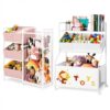 Toy Storage Organizer with Wheels & Stuffed Animal Storage with 4 Toy Bins
