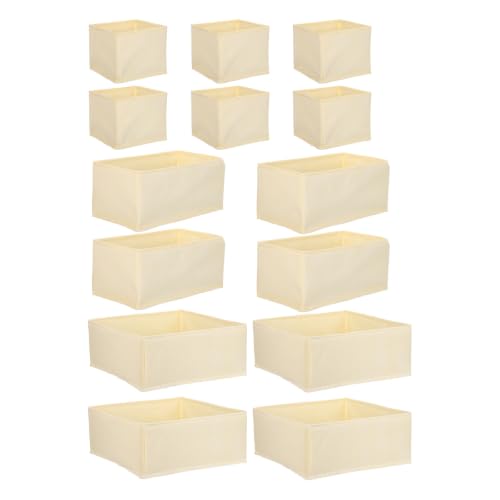 Toyvian 14pcs Foldable Fabric Underwear Organizer Drawer Divider Set with Individual Compartments for Efficient Clothing and Sock Storage, Beige Color, Modern Style for Closet Organization