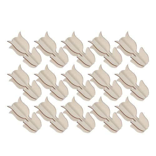 Toyvian 30pcs Unfinished Wooden Tulip Shapes for Painting, 3D Flower Wood Craft Kit in Khaki, Supports Sensory and Fine Motor Skill Development, for Classroom Craft Projects and Rustic
