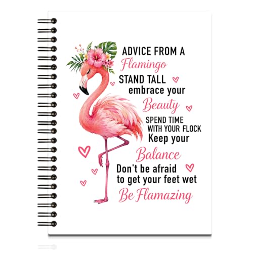 TQLIUOL Advice from a Flamingo Cute Spiral Hardcover Journal Colorful College Ruled Lined Notebook, Pink Flamingos Notebook, Inspirational New Job Promotion Office Gifts for Girls Women Employee