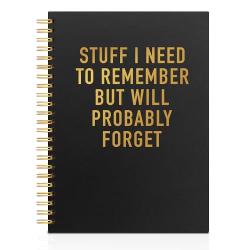 TQLIUOL Stuff I Need to Remember But Will Probably Forget Spiral Hardcover Journal Black Gold College Ruled Lined Notebook, Funny Office Supplies Notebook, Retirement Journal Gifts for Employee