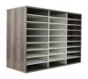 TQVAI Wood Literature Organizer, 27 Slots Hold 13500 Sheets A4 Papers, Wooden Desk File Paper Storage Organizer with Adjustable Shelves, Mailbox Cubbies for Office Home Classroom, Retro Grey/White