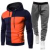 Tracksuit Men Women Color Block 2 Piece Athletic Hoodie Sweatpants Set