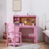 TrailBlaze Functional Kids Study Desk and Chair Set – Features Bookshelf, Bulletin Board, Storage Cabinets, Drawer – Wooden Table for Boys and Girls Ages 3-8