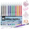 TRANSON Glitter Gel Pen 12 Colors Set for Sparkling Writing Journals Scrapbook DIY Projects and Art Creatives