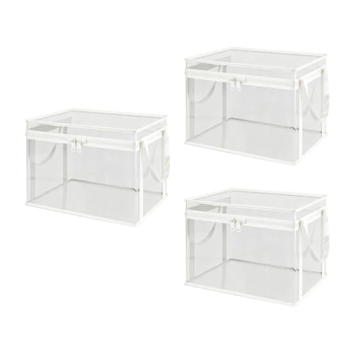 Transparent Storage Bins Clear Organizer Set, Zippered Covers, Side Handles, Visible Bedroom Household Sorting Clear Storage Bins Zippered Organizer Set Toy Sorting Bedroom Closet Household Visible