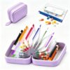 Travel Pill Organizer Binder with 14 Color-Coded Zipper Pouches(1Purple)