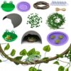 Tree Frog Habitat Kit - Frogs Tank Accessories Set with Frog Holder, Foldable Water Dish, Frogs Hideout, Bendable Climbing Vine, Artificial Plants & Suction Cups for Tree Frog Terrarium